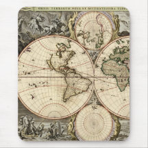 Carte antique du monde par Nicolao Visscher, circa Tapis De Souris