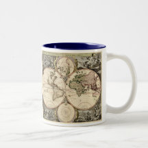 Carte antique du monde par Nicolao Visscher, circa Mug À Café
