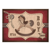 Carte B d'invitation de bébé de cowboy