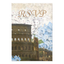 Carte bleue antique de l'hortensia RSVP de Rome Invitations Personnalisées