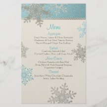 Carte bleue argentée de menu de mariage d'hiver de prospectus en couleur