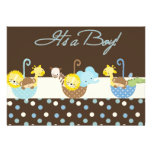 Carte bleue de faire-part de bébé de Brown