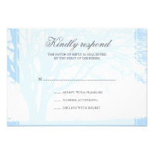 Carte bleue de réponse de mariage d'hiver de chêne invitations