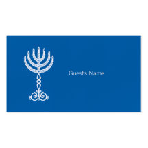 Carte bleue d'endroit de motif de Hanoukka Carte De Visite