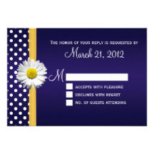 Carte bleue et jaune de la marguerite RSVP Invitations