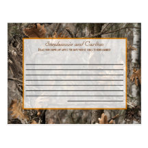Carte chic de conseil de mariage de Camo du chasse Carte Postale
