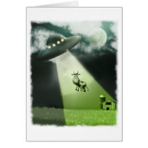 Carte comique d'abduction de vache à UFO