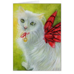 Carte cramoisie d'ailes de Kitty de Noël