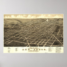 Carte d'Ann Arbor Birdseye Posters