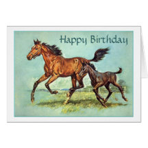 Carte d'anniversaire de cheval et de poulain