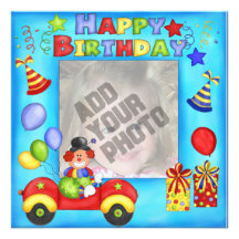 Carte d'anniversaire de clown de photo faire-parts