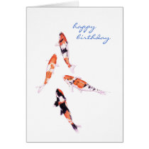 Carte d'anniversaire de flottement de Koi cartes