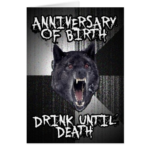 Carte d'anniversaire de loup de folie