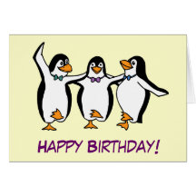 Carte d'anniversaire de pingouins de danse