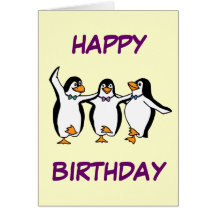 Carte d'anniversaire de pingouins de danse