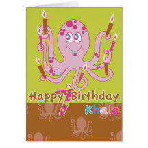 carte d'anniversaire de poulpe