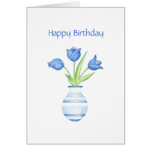 Carte d'anniversaire de tulipes bleues