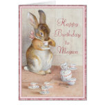 Carte d'anniversaire faite sur commande de lapin d