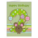 Carte d'anniversaire heureuse de vert de souris de