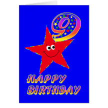 Carte d'anniversaire heureuse d'étoile rouge 9ème
