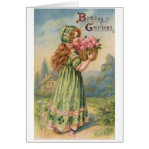 Carte d'anniversaire irlandaise victorienne de fil