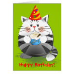Carte d'anniversaire mignonne de chat de partie
