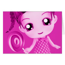 Carte d'anniversaire rose de Chibi