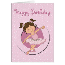Carte d'anniversaire rose mignonne de la ballerine