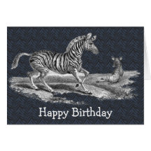 Carte d'anniversaire vintage de nature de zèbre et