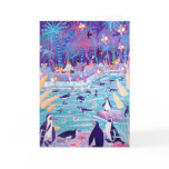 Carte d'art : Partie pourpre de pingouin au zoo cartes
