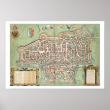 Carte d'Augsbourg, de "Civitates Orbis Terrarum" b Affiches