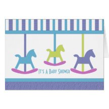 Carte de baby shower de collection de carrousel de