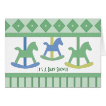 Carte de baby shower de collection de carrousel de
