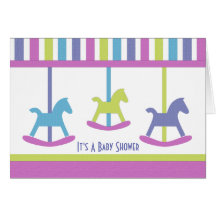Carte de baby shower de collection de carrousel de