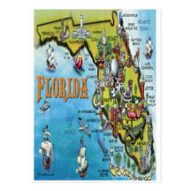 Carte de bande dessinée de la Floride Cartes Postales