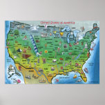 Carte de bande dessinée des Etats-Unis ÉNORME Posters