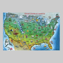 Carte de bande dessinée des Etats-Unis ÉNORME posters