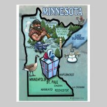 Carte de bande dessinée du Minnesota cartes postales