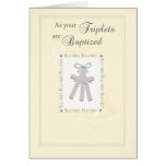 Carte de baptême de triplets en jaune avec 3 croix