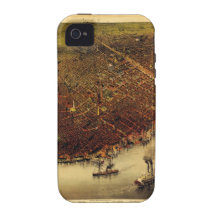 Carte de Birdseye de la Nouvelle-Orléans (1885) Coque Case-Mate iPhone 4