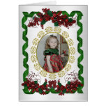 Carte de cadre de houx de Noël et de photo de ruba