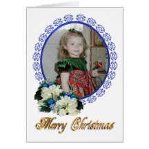 Carte de cadre de photo de fleurs blanches de Noël