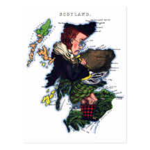 Carte de caricature de l'Ecosse Carte Postale