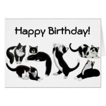 Carte de chats de smoking de joyeux anniversaire