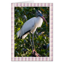 Carte de cigogne en bois