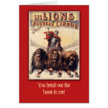 Carte de cirque avec des lions et la légende perso