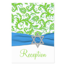 Carte de clôture de bat mitzvah de damassé de bleu cartes de visite professionnelles