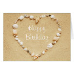 Carte de coeur de coquillage de joyeux anniversair
