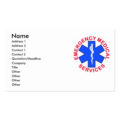 Carte de contact de SME EMT Modèles De Cartes De Visite