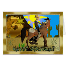 Carte de cowboy de joyeux anniversaire